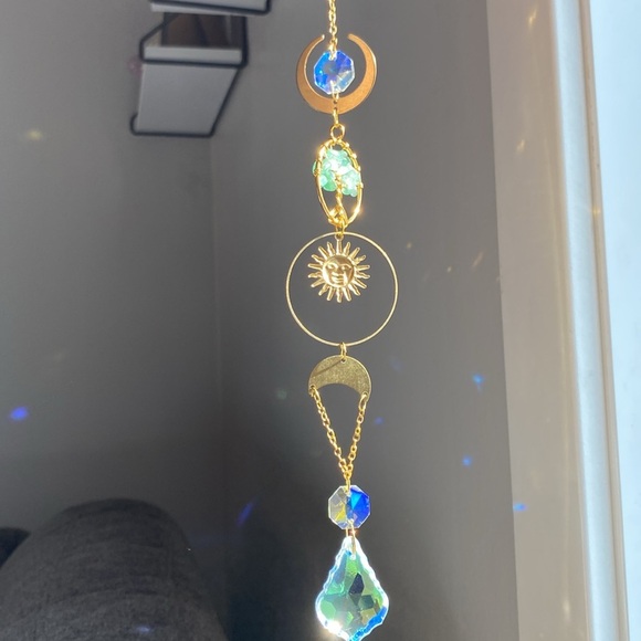 🟣2 for $25🟣 green aventurine tree suncatcher on gold toned metal. - Picture 1 of 8
